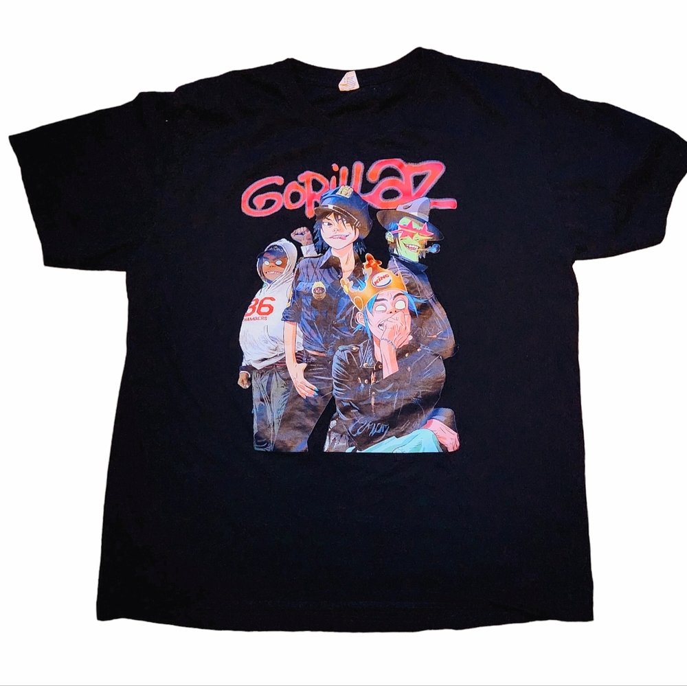 Gorillaz Band Tee Black Single Stitch Vintage Graphic Tee Size Large 100% Cotton